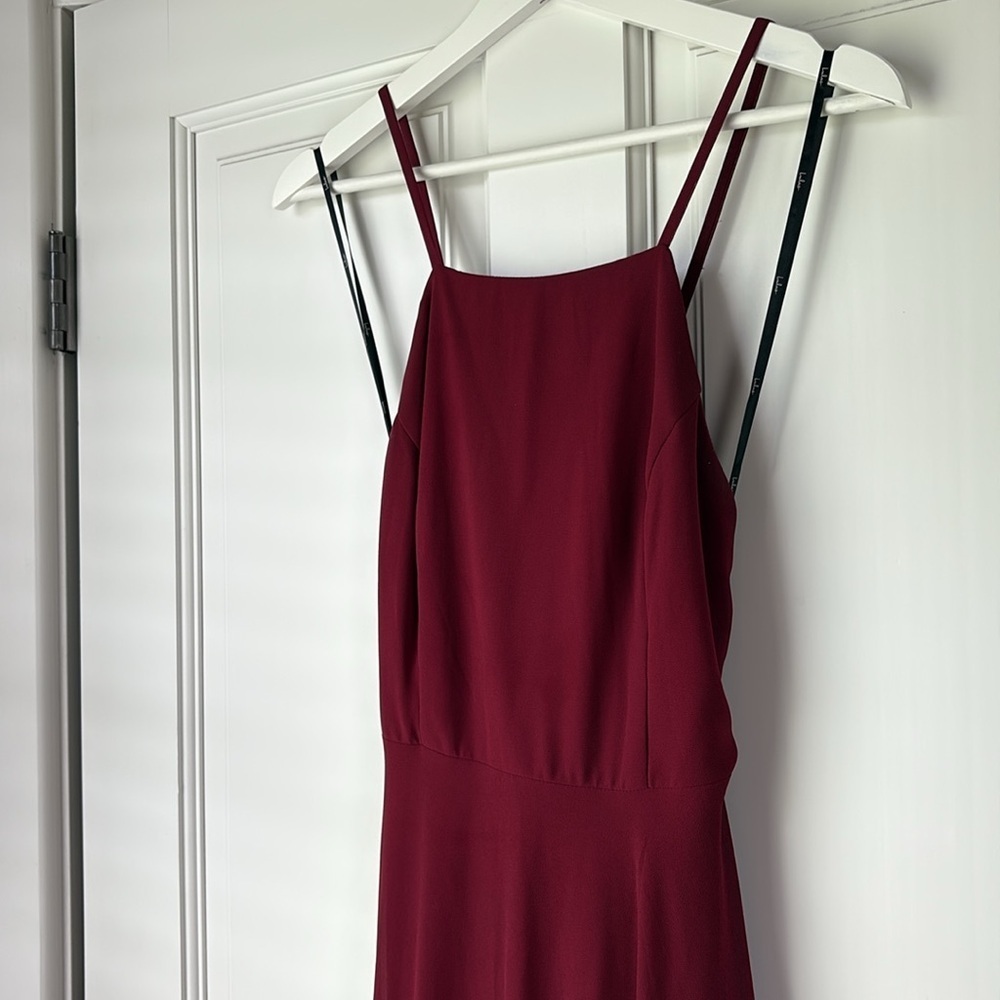 Lulu's Red Burgundy Strapless Open Back Bridesmaid Dress small - Picture 4 of 7